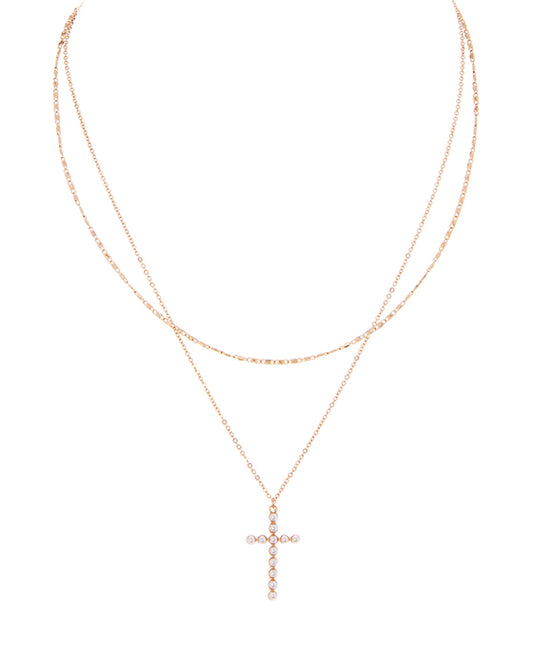 Cross Pendant Layered Short Necklace
