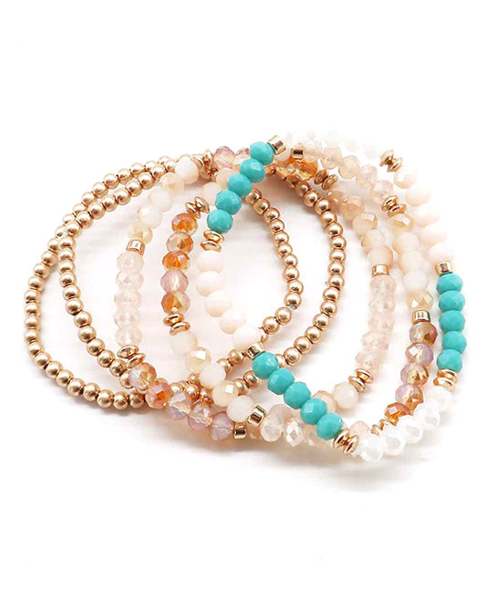 Multi Glass Beads Stretch Bracelet