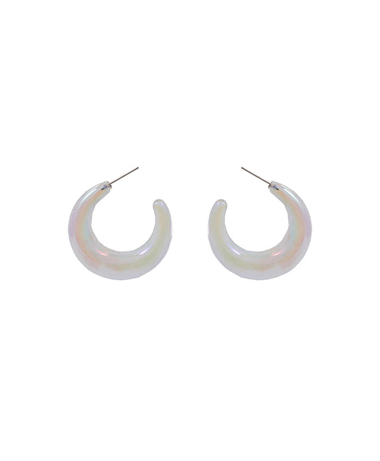 Round Iridescent Acrylic Hoop Earring