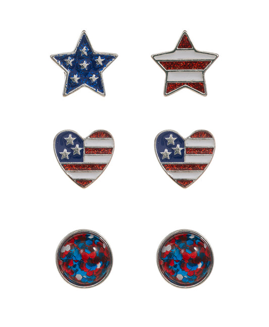 Star American Flag Color Enamel 3 Set Earring