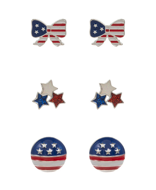 Star American Flag Color Enamel 3 Set Earring
