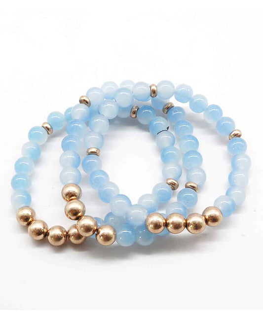 Glass & Metal Ball Beads Bracelet