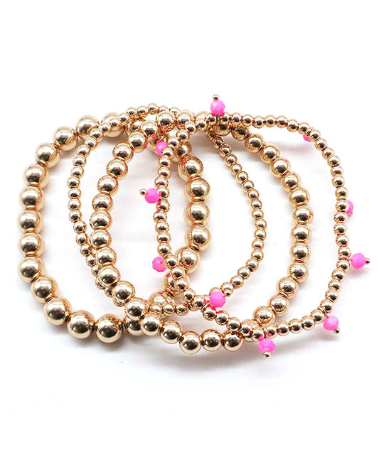 Metallic Beads w/ Stone Bracelet